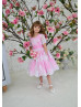 Pink Tea Length Flower Girl Dress